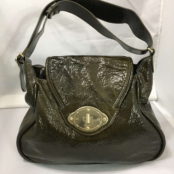 Escada crossbody olive green distressed leather - Picture 2 of 8